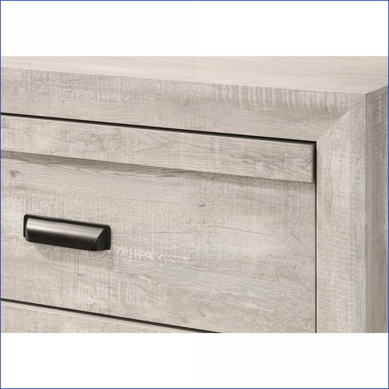 Table de chevet contemporaine en bois beige beige rustique avec 2 tiroirs de rangement
