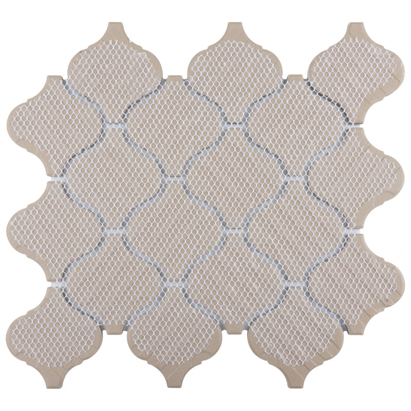 Metro Lantern 9-1/2 " x 10-3/4 " Porcelain Mosaic Floor and Wall Tile, Light Gray Glossy