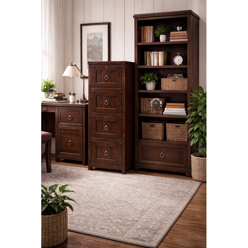 Raina 4 - Drawer Solid Wood File Cabinet, Havana Gold