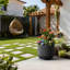 Grand pot de fleurs rond 17 po en béton noir mat (intérieur amélioré) avec trou de drainage-576049495-576049514