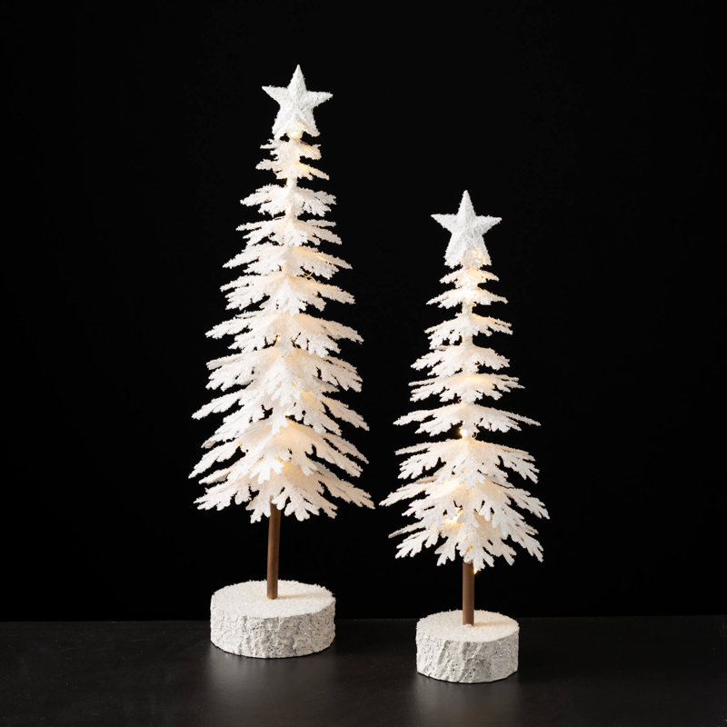 Ensemble de 2 arbres de table 20 "et 16" à DEL, blanc