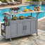 Îlot de cuisine extérieur, chariot à roulettes et armoire de rangement-744889180