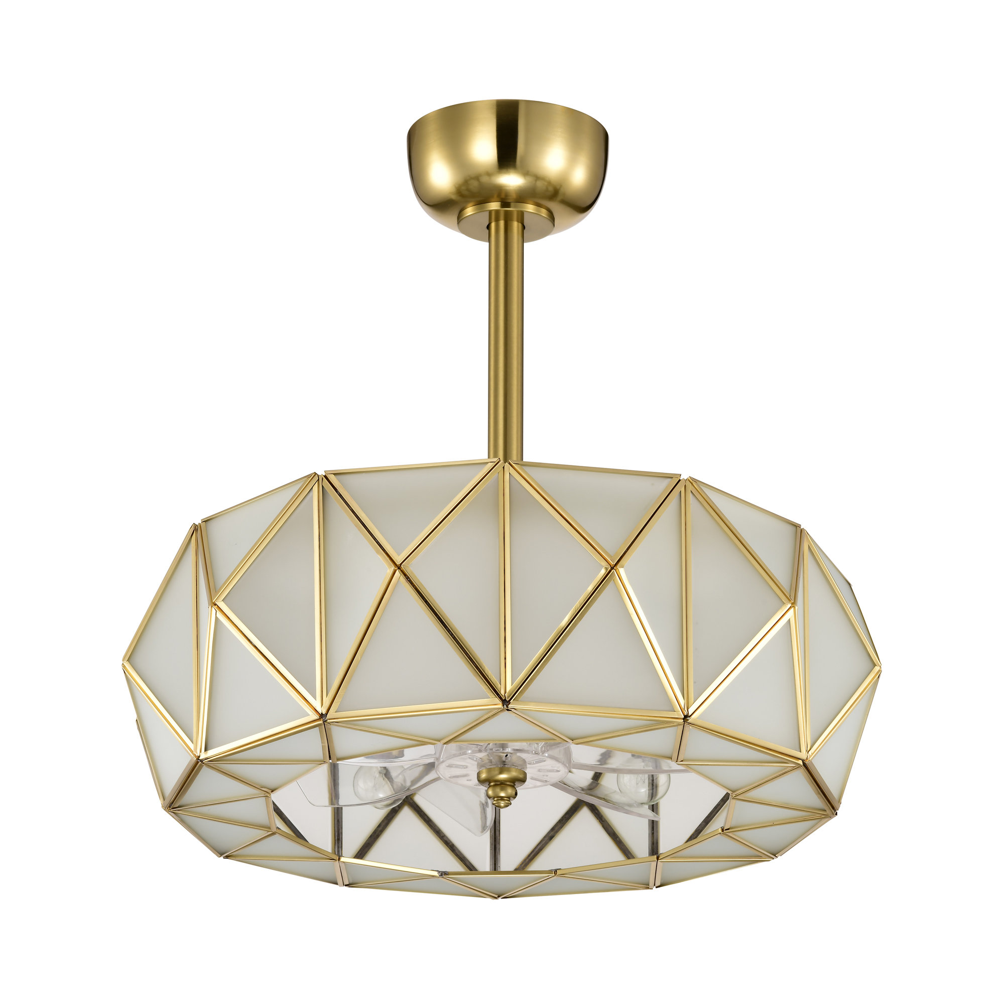 Fan Pyramid Latitude Run® Brunel 6-Light Brass And Frosted Glass Pyramid Design ...
