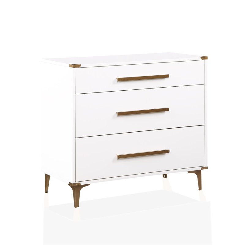 Anysha Solid Wood 91.44 cm W Chest of 3 Drawers