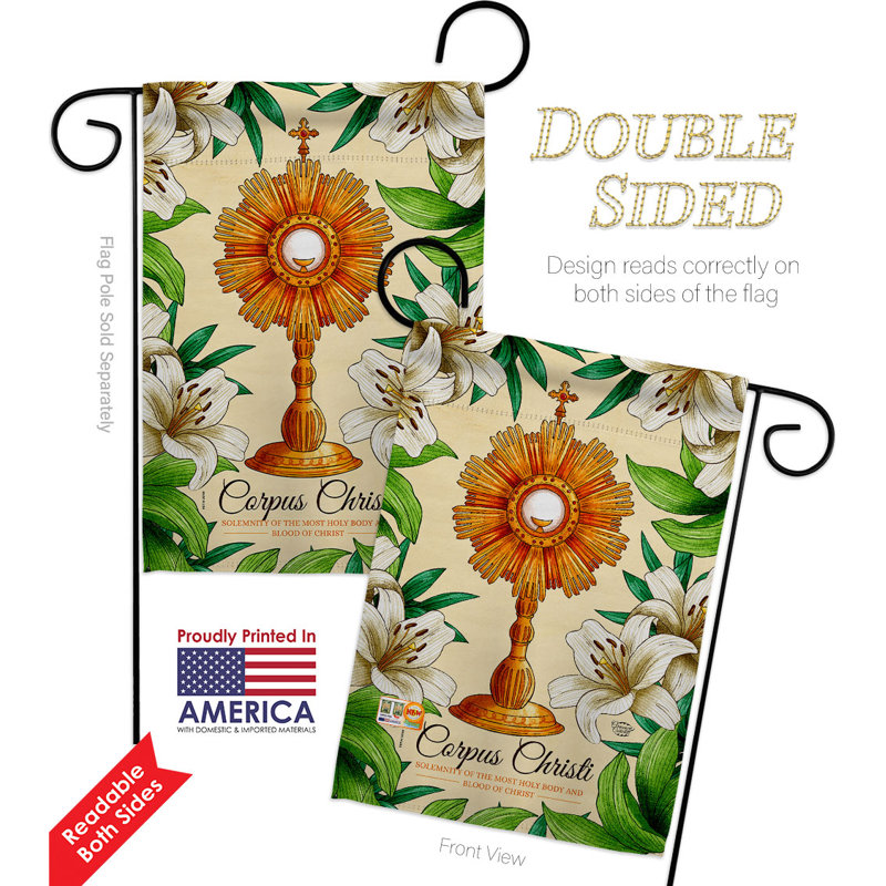 Drapeau de jardin en polyester 18,5 x 13 po Lilys Corpus Christi