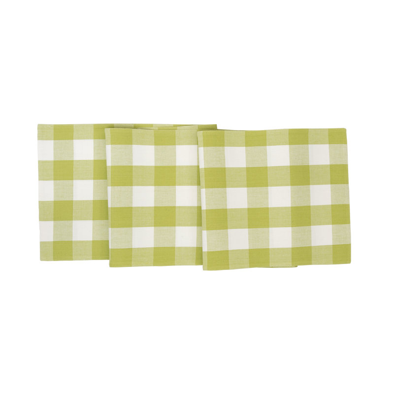 Loa Plaid Cotton Table Runner, Green