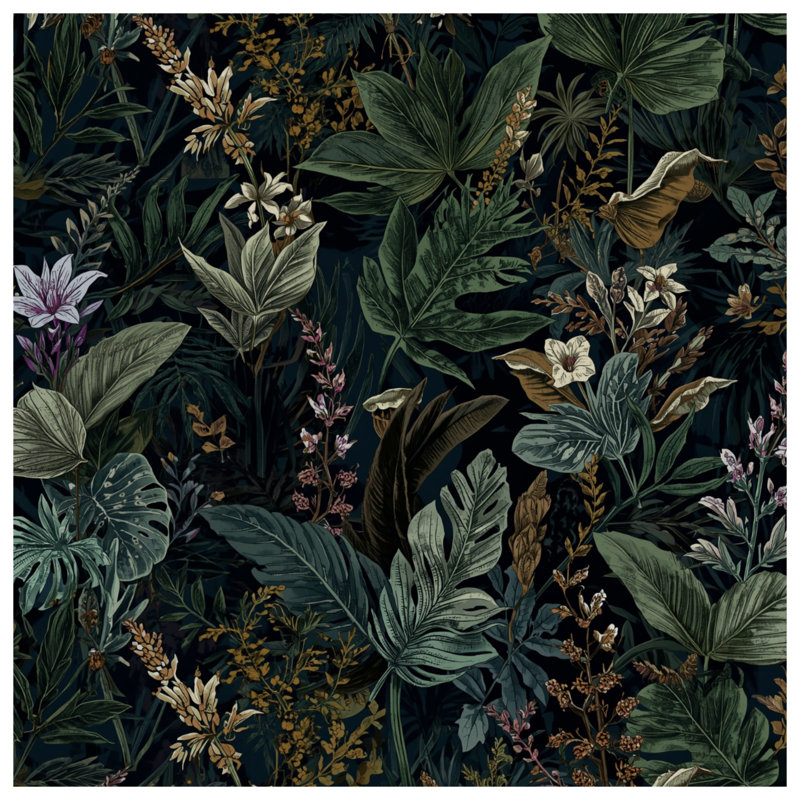 Tropical Foliage Pattern Wall Tapestry - Tropical Wall Decor, 68in H x80in W with 4 Grommets