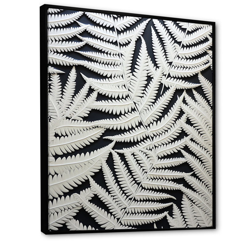 «White Ferns Serene Retreat I», reproduction sur toile, Cadre flottant noir, H 32 po x l 24 po x P 1 po