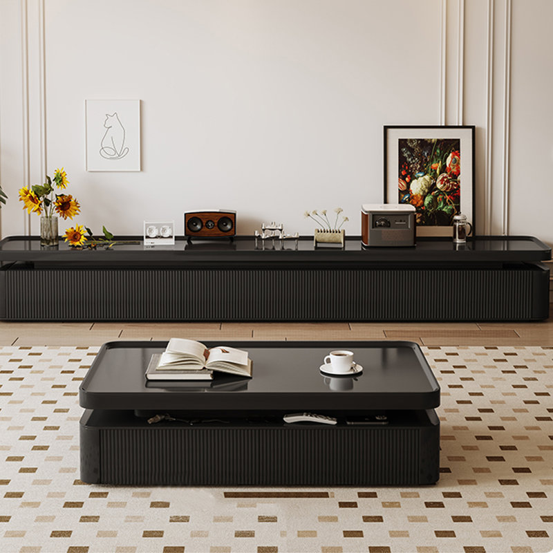 Meuble télé et table basse Living Room, Noir, noir, noir, noir, Noir, noir, noir, noir
