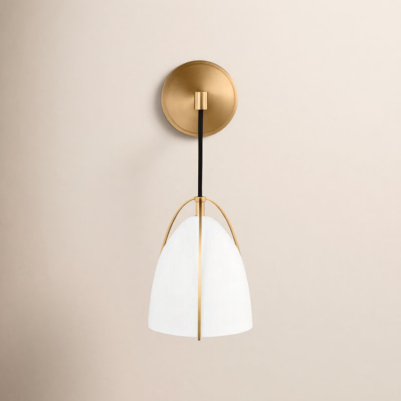 Norman 1 - Light Bath Sconce, Satin Brass, No, Steel Matte White