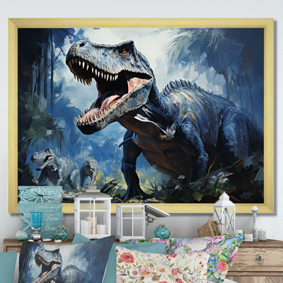 Ancien dinosaure bleu et gris I - art de mur de dinosaure