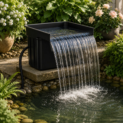 Ensemble de déversoir Pond Waterfall avec pompe 42W DC 1200GPH, déversoir 17 po et tubulure de 10 pi