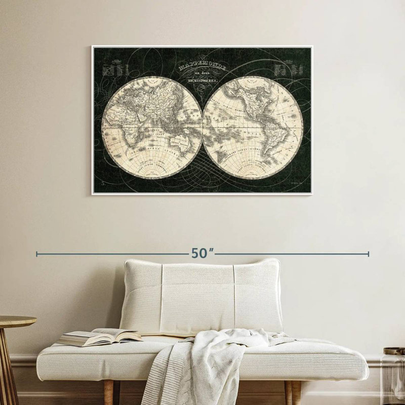 Monde français Licata noir et blanc, Cadre flottant blanc, 43 po x 29 po
