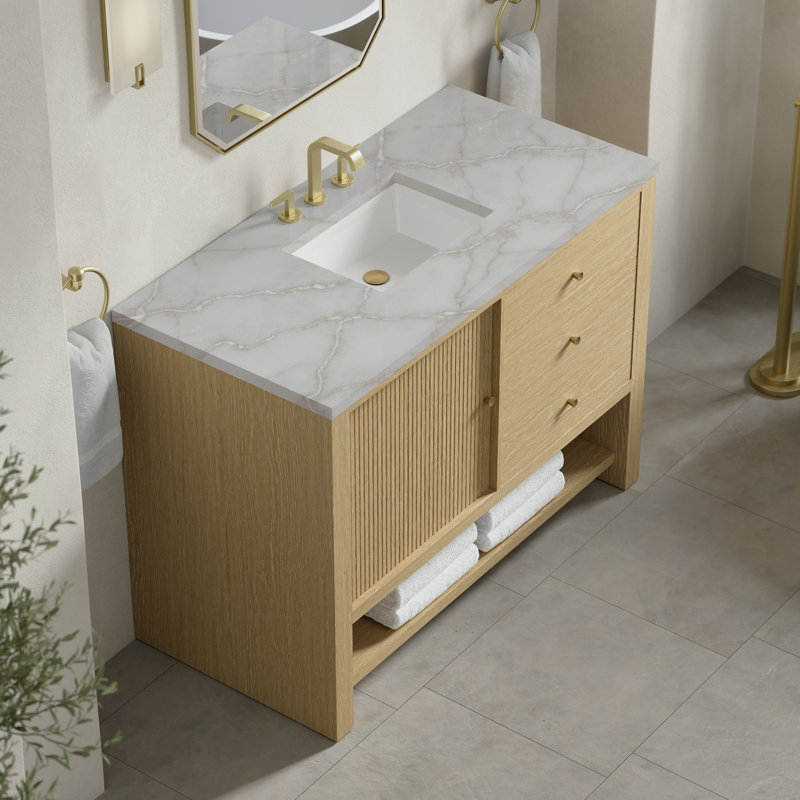 Marigot 48'' Single Bathroom Vanity with Top, Victorian Silver, 8" Widespread