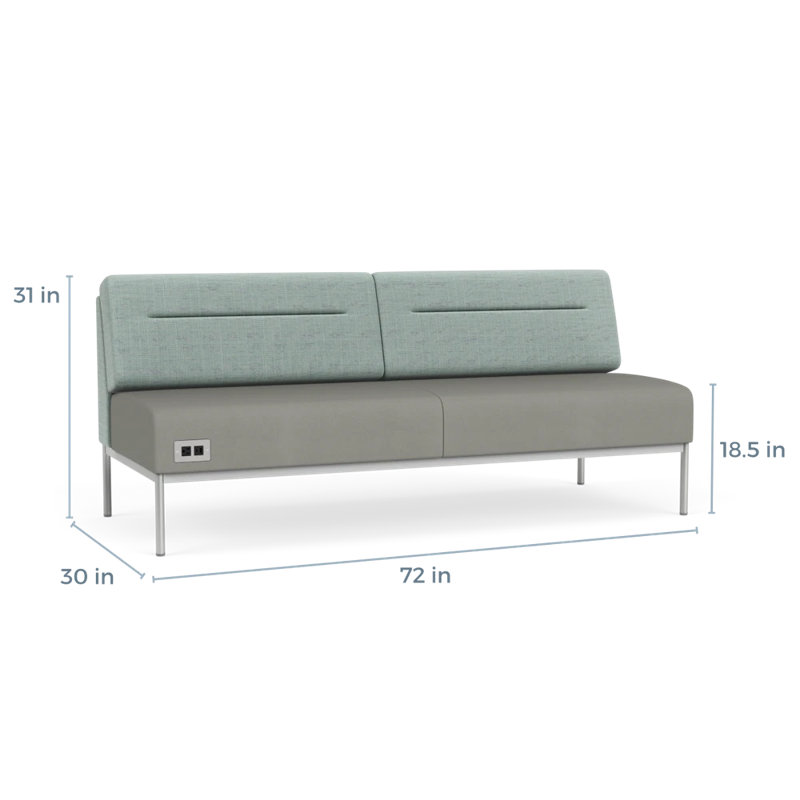 Canapé Darsey, Avec alimentation, Argent argent, Chambray écume de mer; Patriot Plus colombe