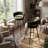 Modern Green Upholstered Bar Stool With Woven Look Backrest & Fixed Black Metal Frame Stable Counter Height Stool For Kitchen Breakfast Bar Or Cafe, Set Of 3-1110269502-1120969729