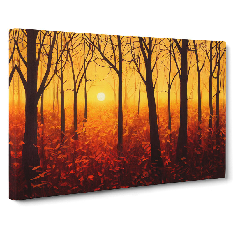 Sunset Over Autumn Forest Vol.2 - Wrapped Canvas