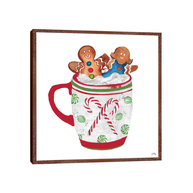 Gingerbread and a Mug Full of Cocoa I 1 Piece Painting on Canvas, 66.04 cm H x 66.04 cm W, Classic Brown Wood Framed