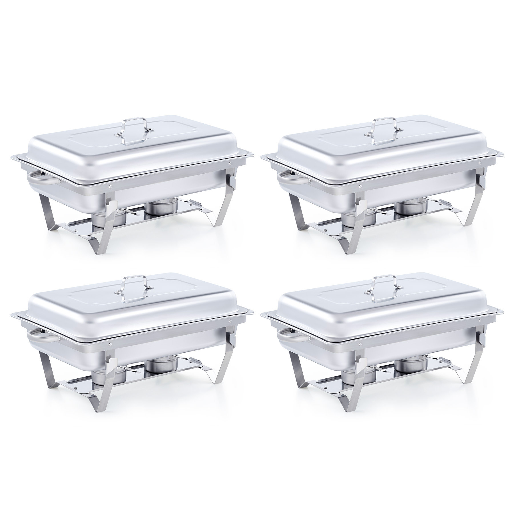 4 Packs Chafing Dish Buffet Set: 9 QT Stainless Steel Food Warmer