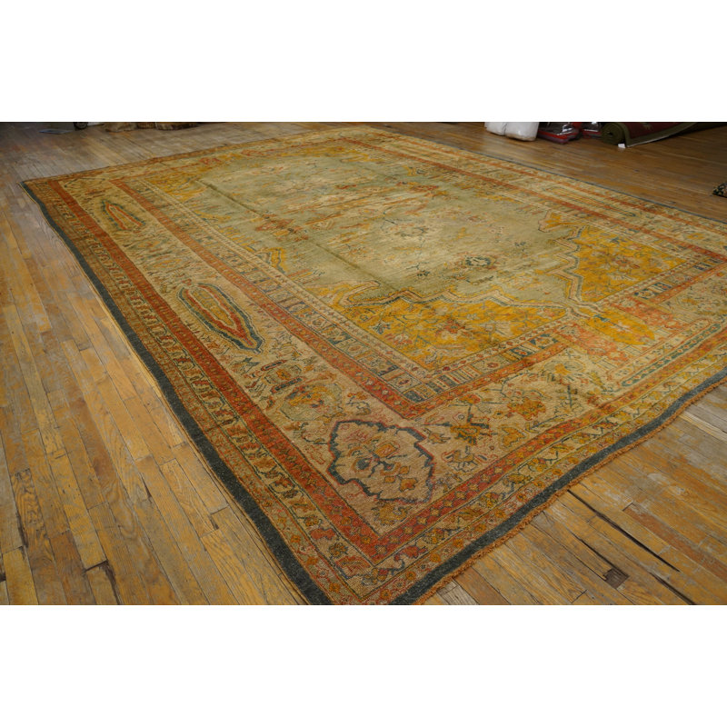 Large Size Tribal Antique Light Color Luxurious Turkish Angora Oushak Rug