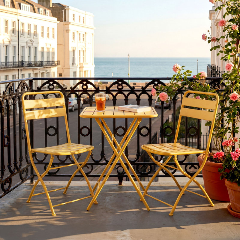 2 - Person Patio Dining Set with Square Table, Yellow