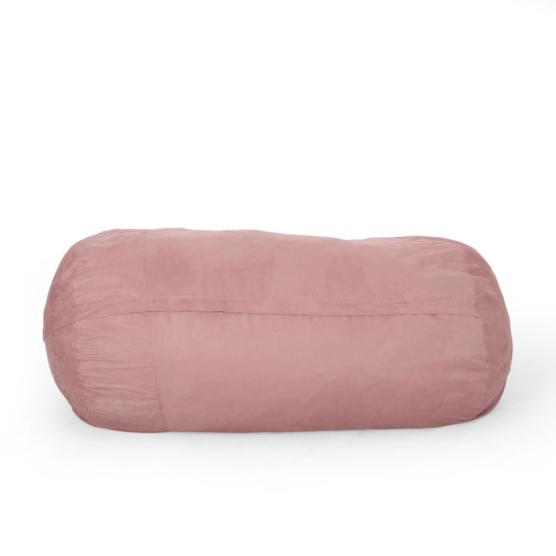 Potrero 6.5 Foot Microfiber Cylindrical Bean Bag, 34" H x 85" W x 48" D, Rose Microfiber / Microsuede