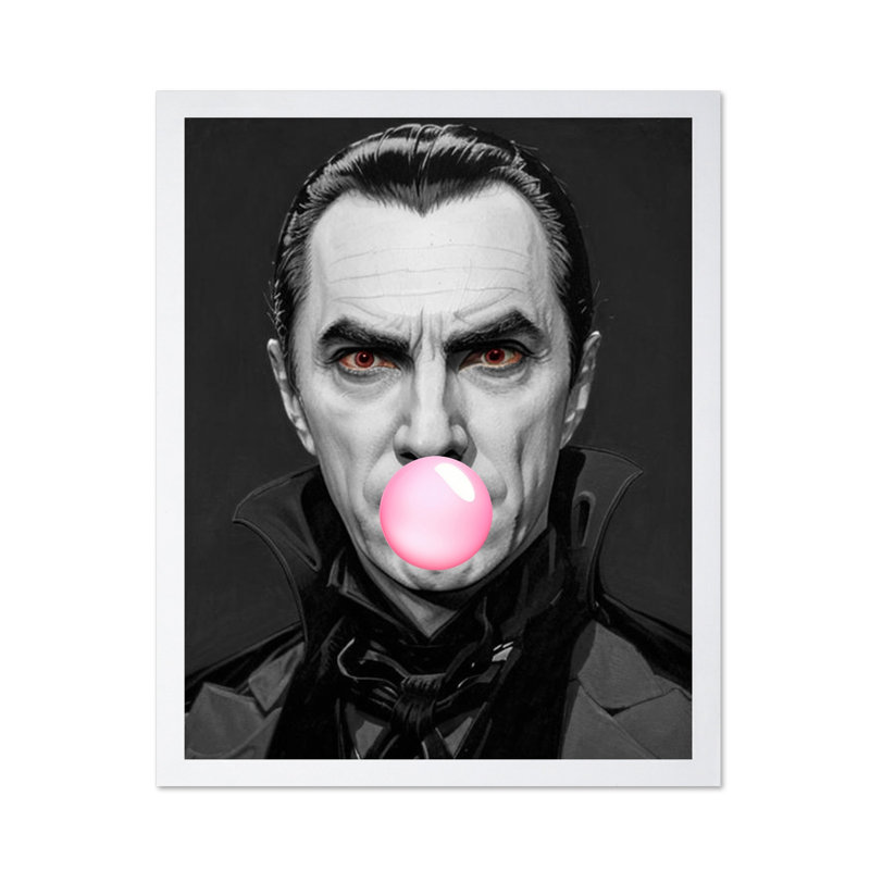 Pink Bubble Gum, 24"H x 32"W, Poster, White Framed