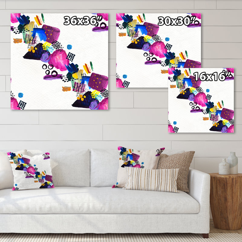 Multicolore sans couture, coups de peinture I - peinture sur toile, H 30 po x l 30 po x P 1 po, Toile tendue