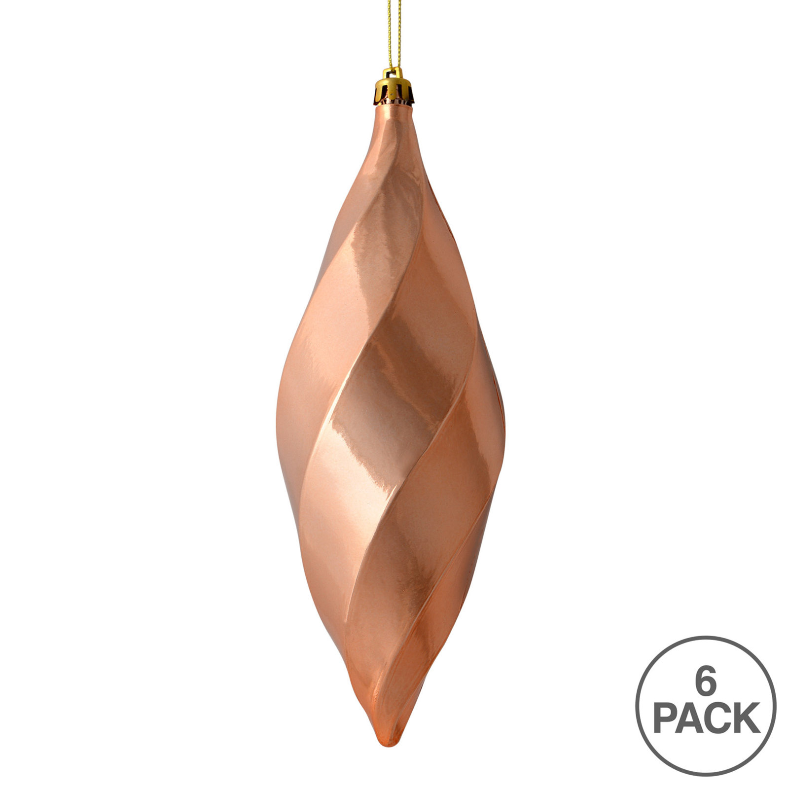 8" Swirl Finial Ornament, Rose Gold Shiny