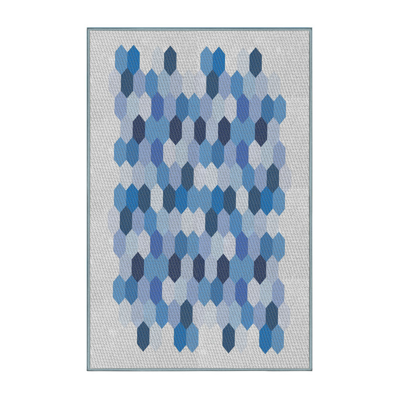 Tapis bleu à motif géométrique Kingstowne, Rectangle 8 pi x 10 pi