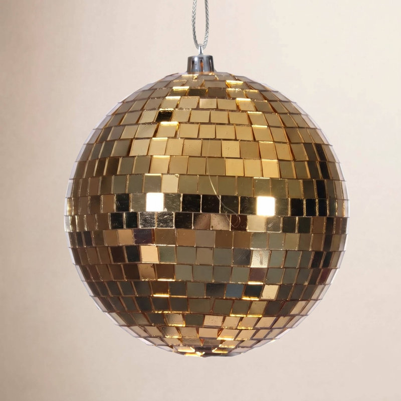 Mirror Ball Ornament, 4" H x 4" W x 4" D, Gold, 6