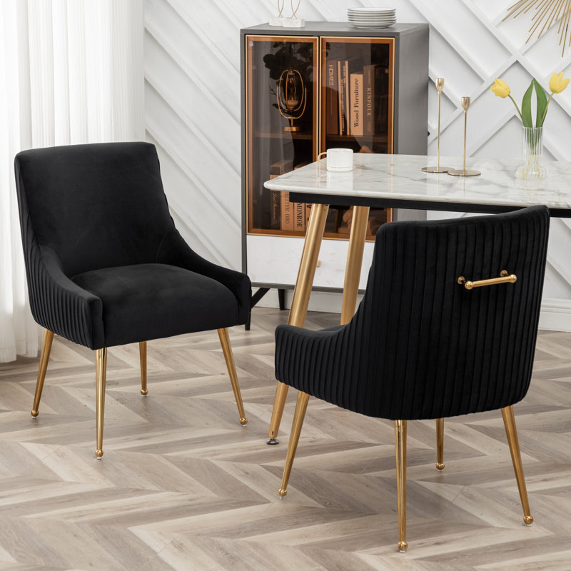 Chaise d'appoint en velours capitonné de 22 po Baudel, Noir