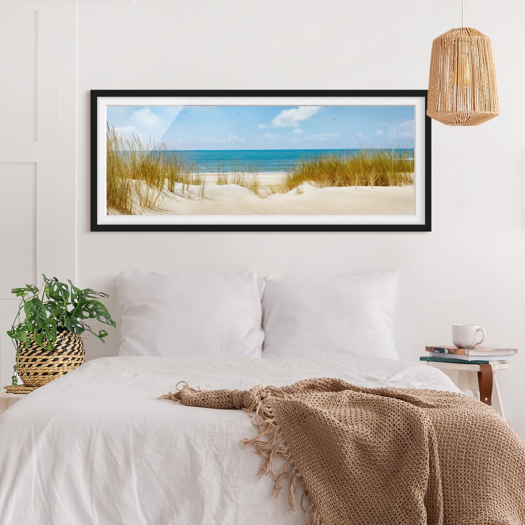 Bild mit Rahmen - Strand an der Nordsee - Panorama-Landschaft - B