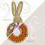 Couronne de Pâques artificielle décorée de fleurs de bois bouclées colorées, œufs pastel, ruban, tête de lapin, décoration de Pâques intérieure ou extérieure couverte