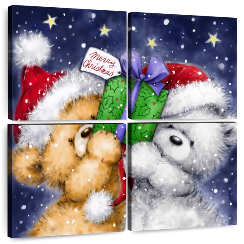 Lelend, deux ours et un cadeau, H 57 po x l 57 po