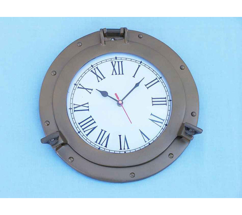Horloge murale analogique 8 po Myah, Laiton antique
