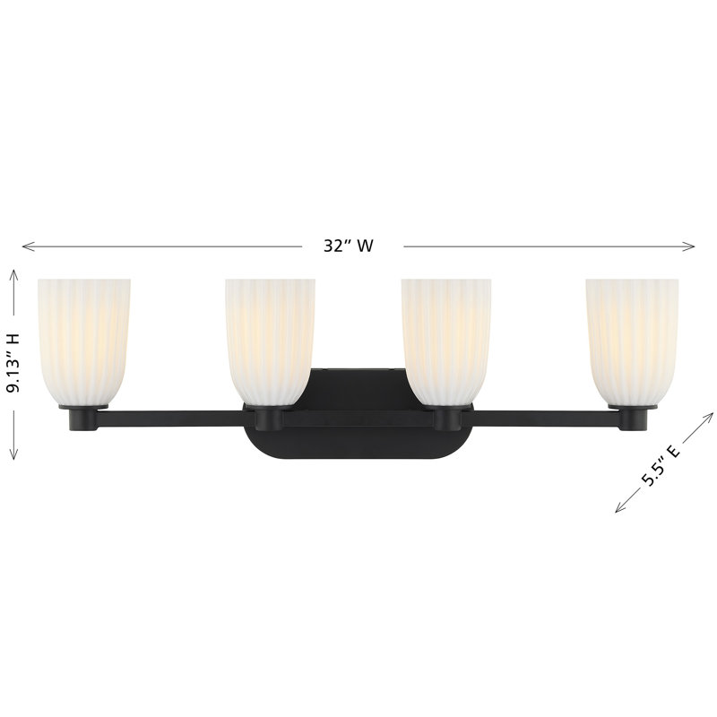 Éclairage pour meuble-lavabo 4 lumières noir mat, Matte Black, 4