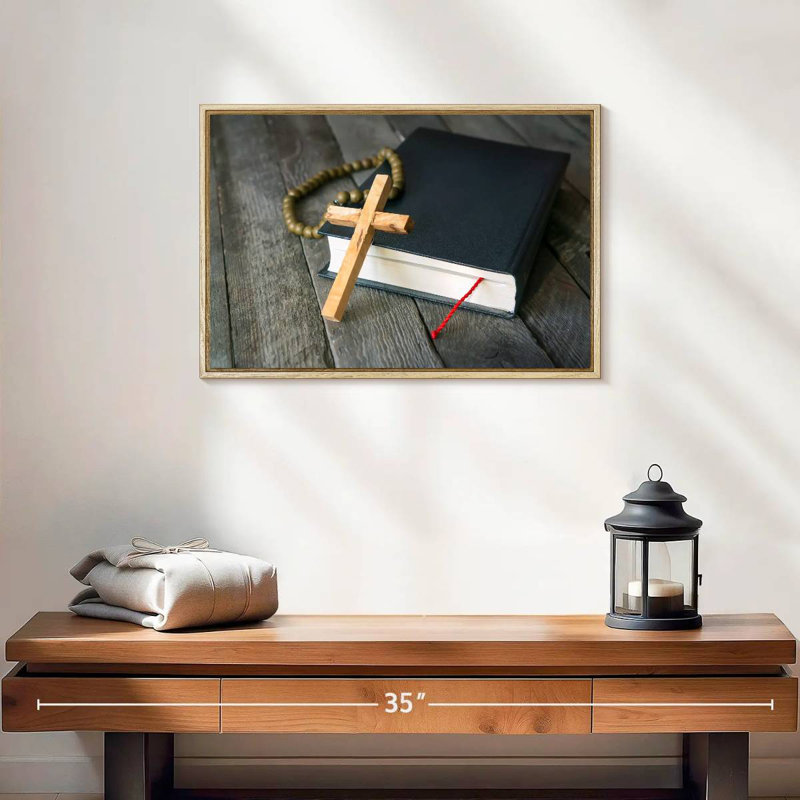 Croix en bois, Cadre flottant en bois naturel, 19 po x 13 po