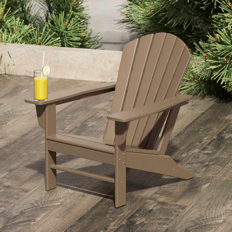 Altura Foldable Outdoor Adirondack Chair, Weathered Wood