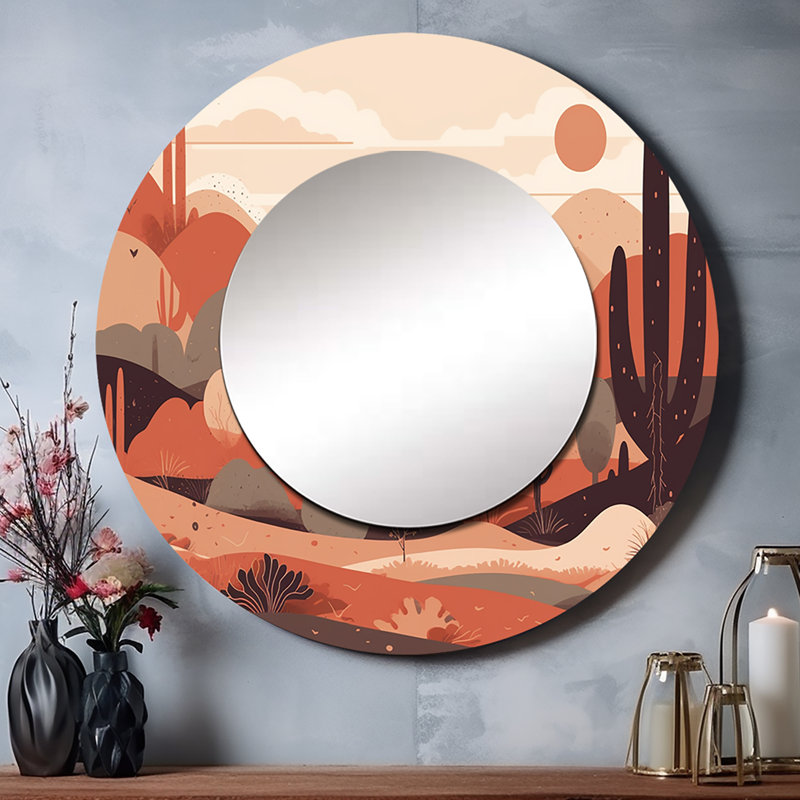 Pavlo Sublime Desert Simplicity - miroir mural unique minimaliste, miroir rond traditionnel, impression d'art en métal
