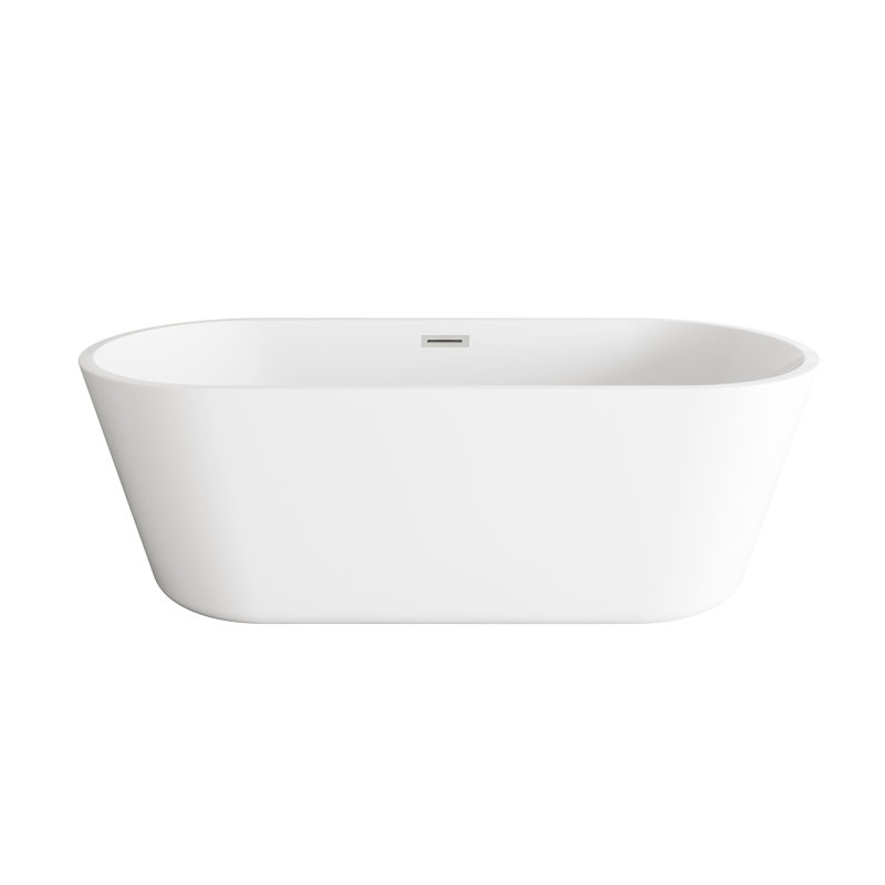 Jakeil 71'' x 31.4'' Soaking Acrylic Bathtub, Brushed Nickel