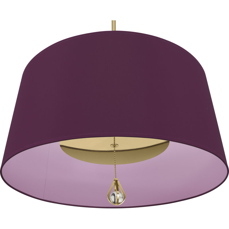 Custis 3 - Light Drum Chandelier, Greenhow Grape/Ludwell Lilac Lining, Modern Brass