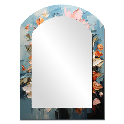 «Poinsettia Flower Abstract Harmony», miroir décoratif en forme d'arche poinsettias