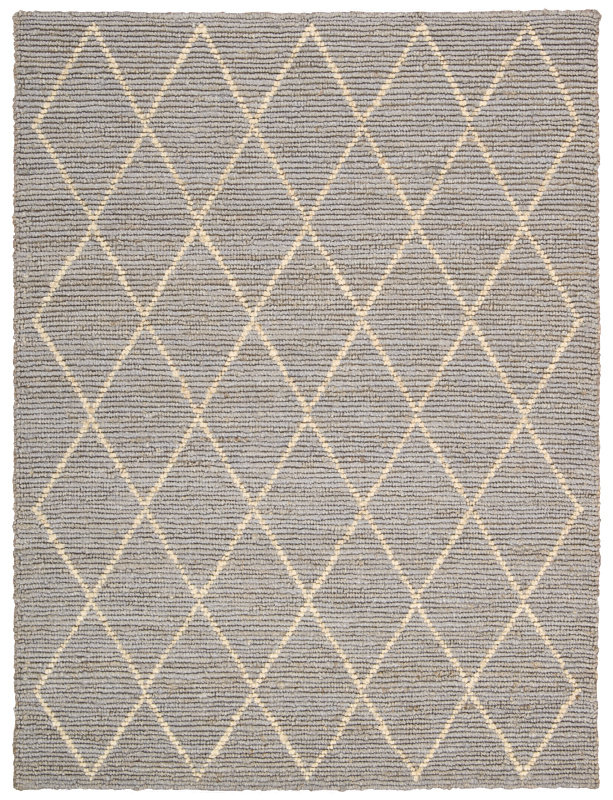 Tapis gris en laine fait main Joselyn, Rectangle 5 pi 3 po x 7 pi 5 po