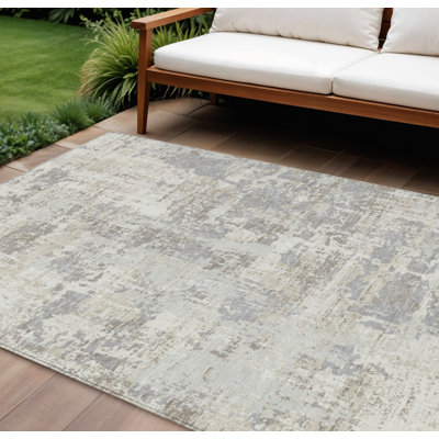 Tapis intérieur lavable abstrait ivoire et gris 9 pi x 12 pi