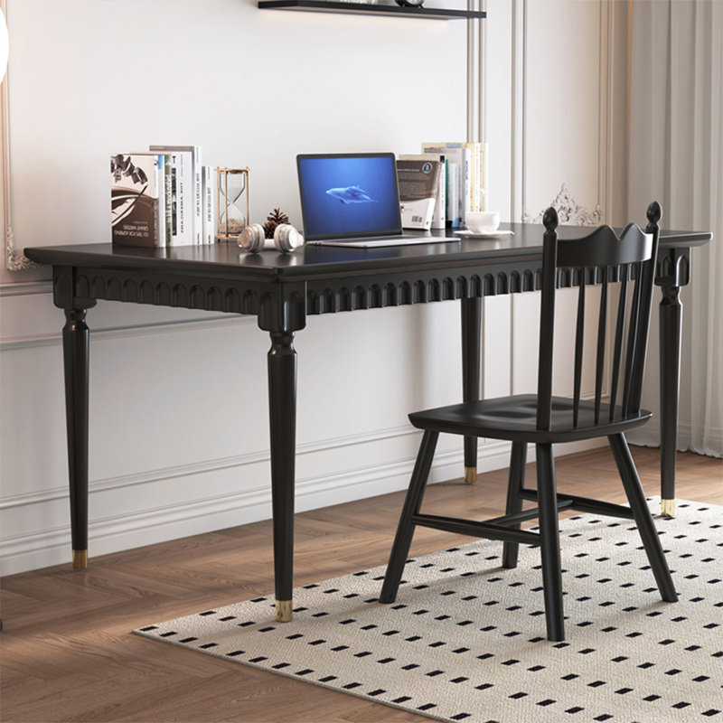 Black Rectangular Solid Wood Dining Table, 29.53"H x 62.99"L x 31.5"W