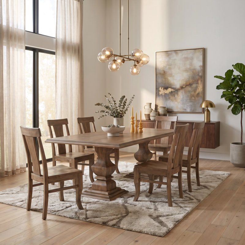 Ensemble de salle à manger Josiane, 7 pièces : table, 6 chaises, 75" L x 42" W
