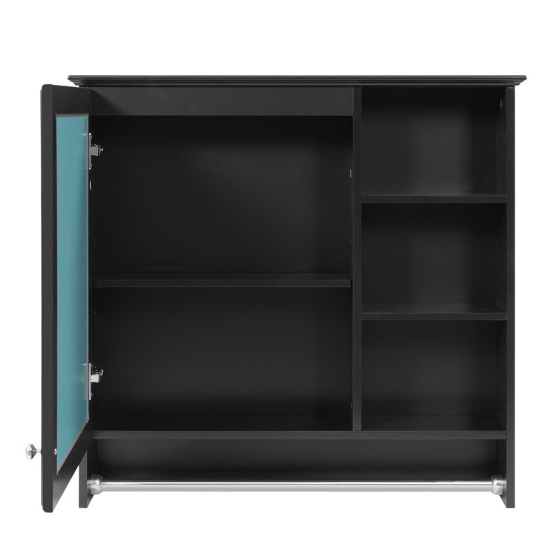 Armoire à pharmacie murale 2 en 1 avec miroir et tablette réglable Velion, Black