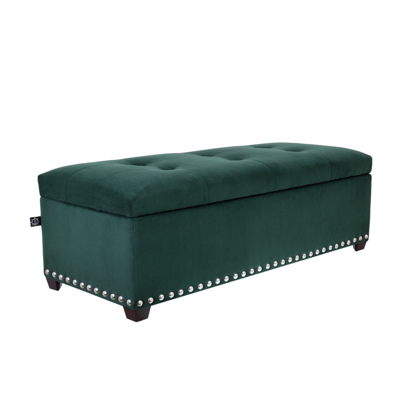 Repose-pieds avec rangement The Crew Furnituregalleon, Velours vert