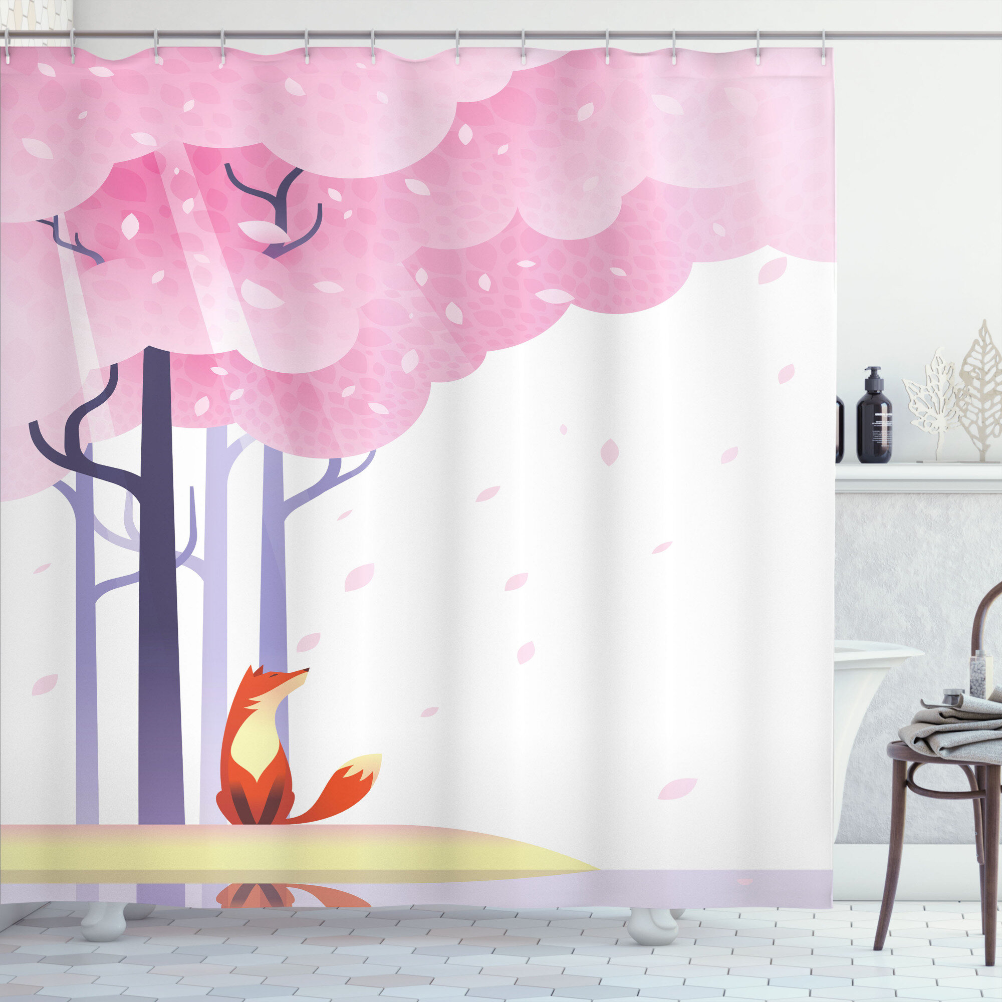Fox Shower Curtain Set + Hooks East Urban Home Size: 70 H x 69 W